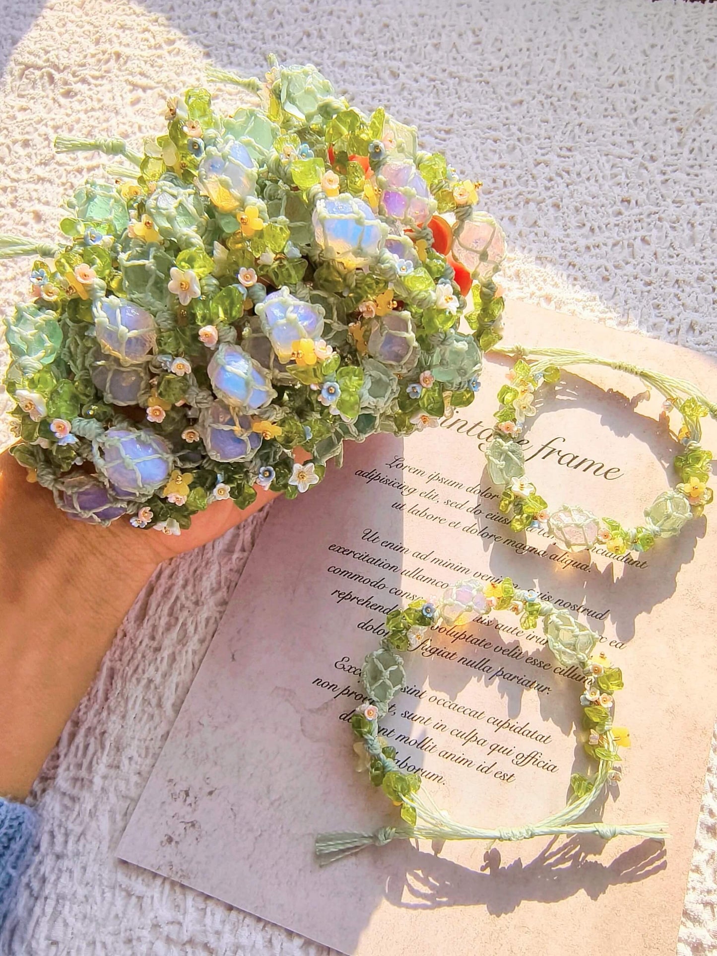 Pink Opalite & Green Fluorite Bracelet