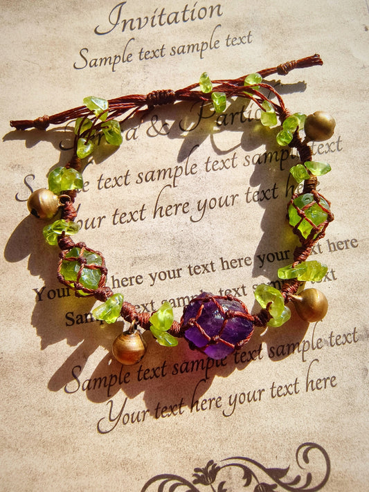 Peridot Crystal & Amethyst Bracelet