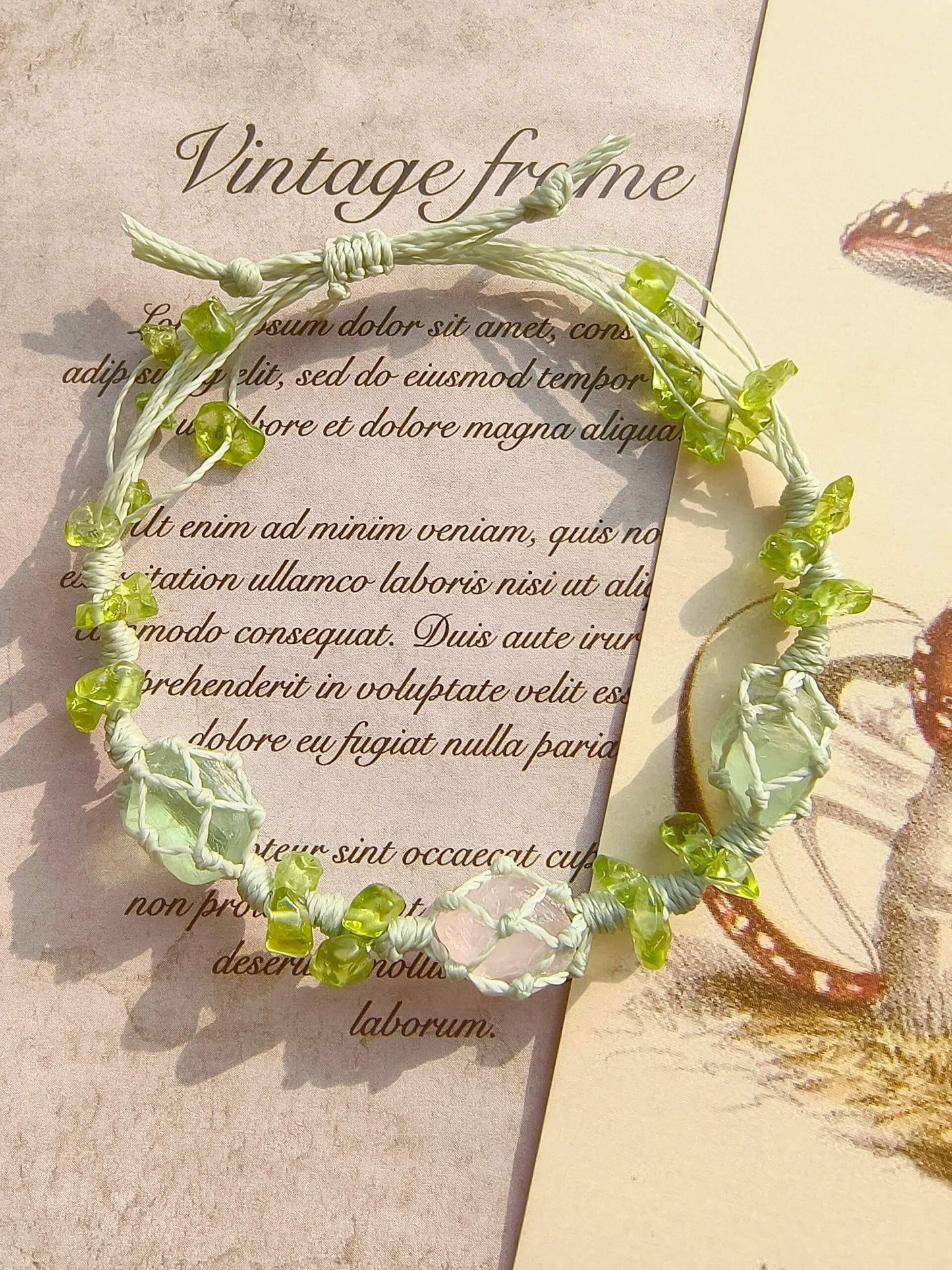 Pink Crystal & Green Fluorite Bracelet