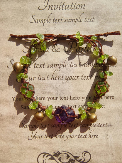 Peridot Crystal & Amethyst Bracelet