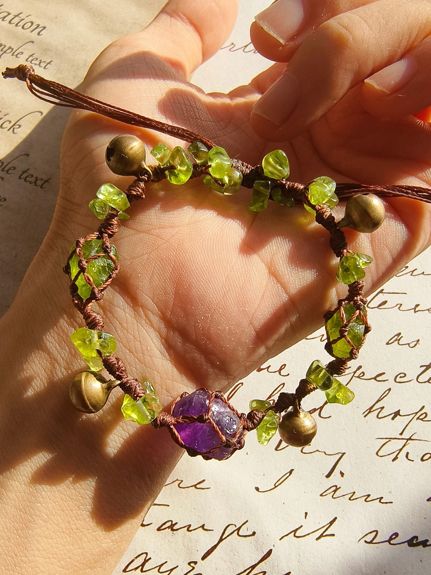 Peridot Crystal & Amethyst Bracelet